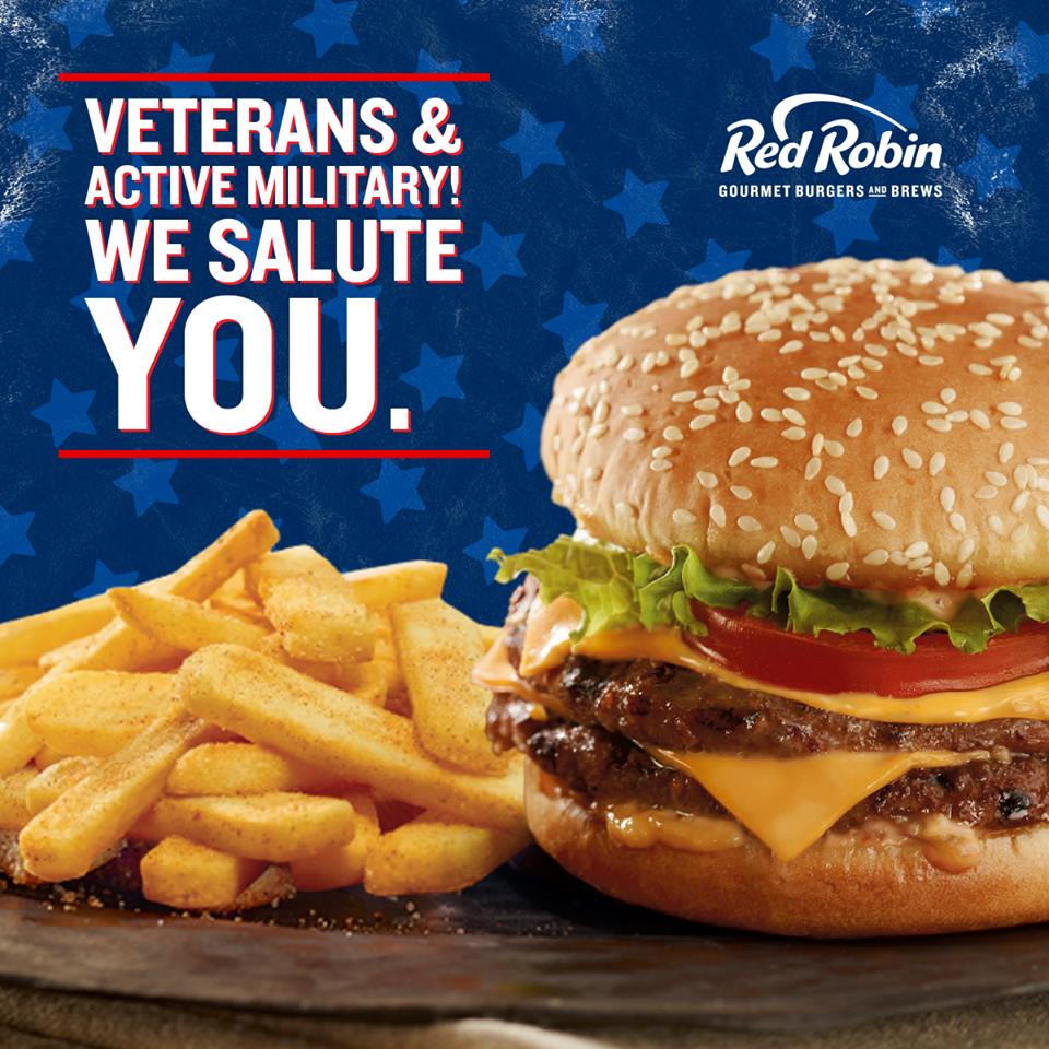 In Honor of Veterans Day, Red Robin is Offering a FREE BURGER & FRIES