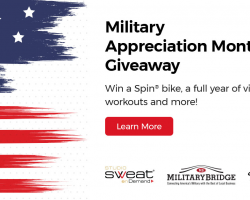 In Honor of Military Appreciation Month, MilitaryBridge partners with Studio SWEAT onDemand & Spinning®  for a Giveaway & Discount